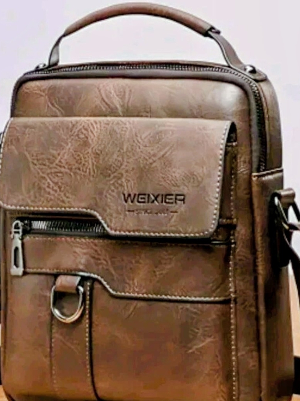 WEXIER Brown Messenger Bag Like New Men's PU Crossbody Bag